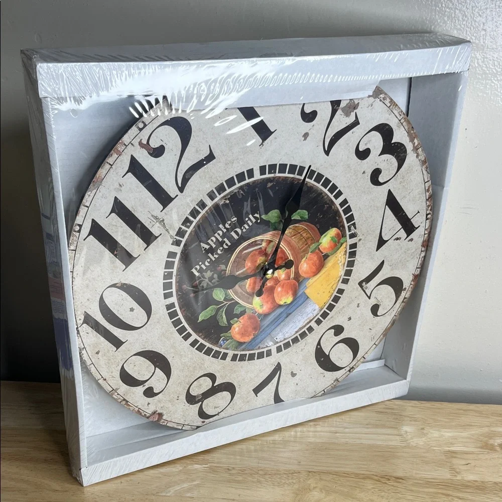 Rustic Wall Clock with Fruit Design